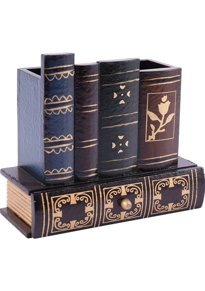 2x Çok Fonksiyonlu Retro Ahşap Kalemlik Kitap Şekli Ahşap El Sanatları Ev Dekor Kalem Masaüstü Saklama Kutusu (Yurt Dışından) indirimleri