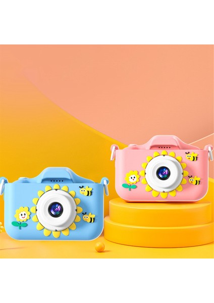 Hd 96MPT Dijital Kamera Zoom'lu Şarj Edilebilir Kameralar Kompakt Çocuk Ayçiçeği Karikatür Kamerası, Pembe (Yurt Dışından)
