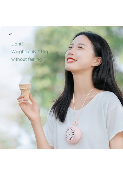 Asılı Boyun Küçük Fan, USB Şarj Öğrenci Açık Seyahat ve Oyun Için Taşınabilir El Papatya Fanı (Pembe) (Yurt Dışından)