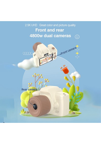 H10 Çocuk Kamera 2.4 Inç IPS Büyük Ekran Uzun Lens Fotoğraf Video Oyunu 1080P 48MP Çift Kamera, Pembe (Yurt Dışından) modelleri