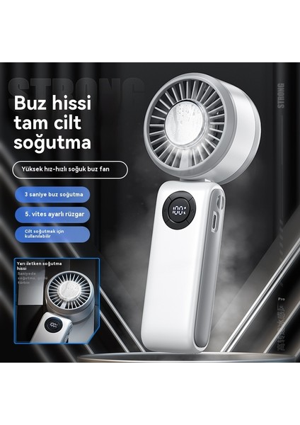 Yeni Buz Yüksek Hızlı Fan Yarı Iletken Soğutma El Fanı Taşınabilir Asılı Boyun Dijital Ekran Katlanır Fan (Yurt Dışından) modelleri