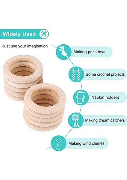 50 Adet Doğal Ahşap Yüzükler 70MM Bitmemiş Makrome Ahşap Halka Ahşap Daireler Dıy Zanaat Yüzük Kolye Takı Yapımı Için (Yurt Dışından)