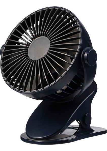 1200MAH Taşınabilir Soğutma Mini USB Fan 3 Hız 360 Derece Çok Yönlü Dönüş Şarj Edilebilir Hava Şarj Masaüstü Klipsli Fan (Lacivert) (Yurt Dışından)
