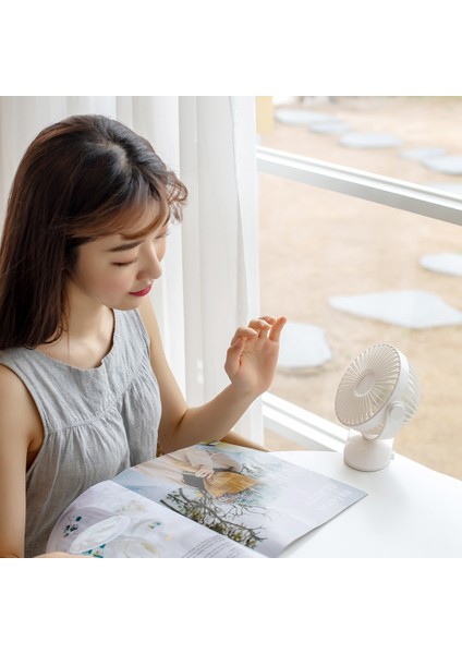 1200MAH Taşınabilir Soğutma Mini USB Fan 3 Hız 360 Derece Çok Yönlü Dönüş Şarj Edilebilir Hava Şarj Masaüstü Klipsli Fan (Lacivert) (Yurt Dışından)