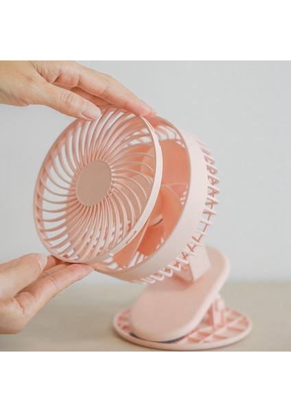 -F46 Klipsli Fan, Ev ve Ofis Için USB Şarjlı Mini Taşınabilir Masaüstü Kelepçe Tipi Sessiz Fan (Pembe) (Yurt Dışından)