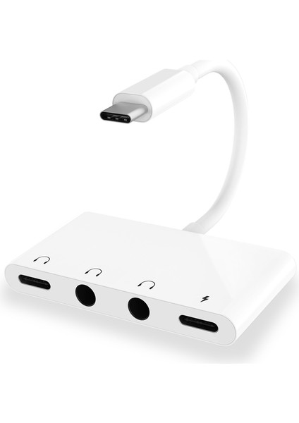 USB C - 3,5mm Ses Adaptörü, 4'ü 1 Arada USB C - Kulaklık Jakı, 3,5mm Ses Jakı ve 60W Pd Hızlı Şarj Bağlantı Noktası (Yurt Dışından)