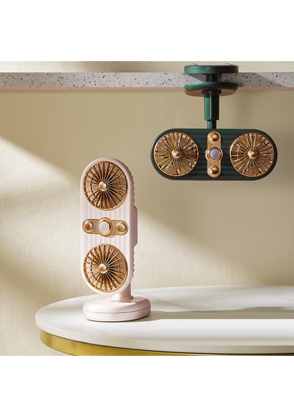 Klima Fanı Çok Fonksiyonlu Masaüstü Sessiz Soğutucu Klipsli Ev Ofis Taşınabilir USB Soğutma Fanı, Yeşil (Yurt Dışından)