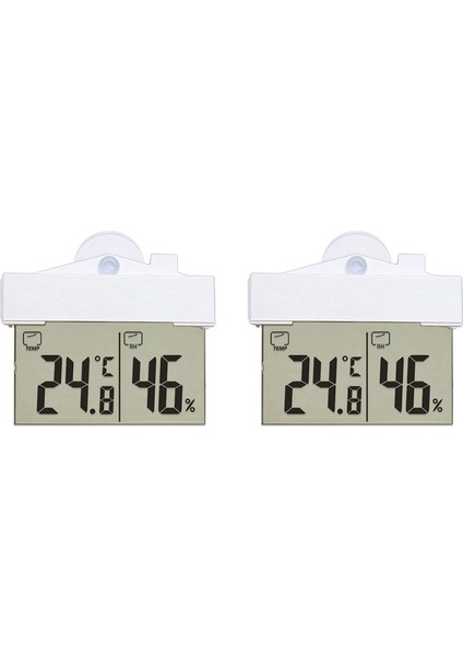 2x Dijital Şeffaf Ev Pencere Ekran Termometre Higrometre Kapalı Dış Sıcaklık Nem Ölçer Istasyonu (Yurt Dışından)