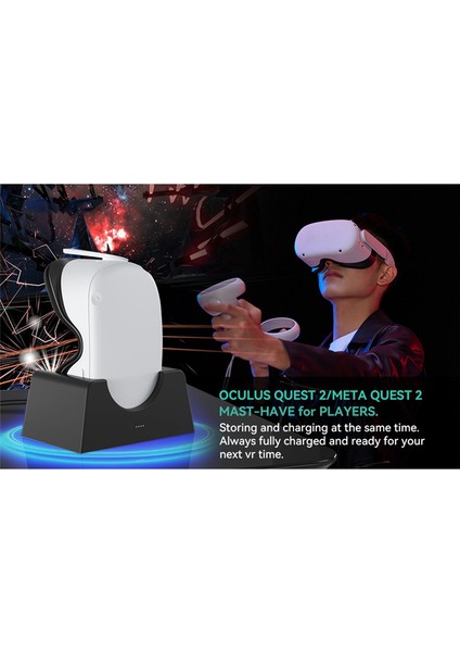 Hızlı Şarj Istasyonuyla Uyumlu Vr Şarj Istasyonu ve Usb-C Kablolu Şarj Bağlantı Noktası Göstergesi ile Vr Aksesuarları (Yurt Dışından) indirimleri