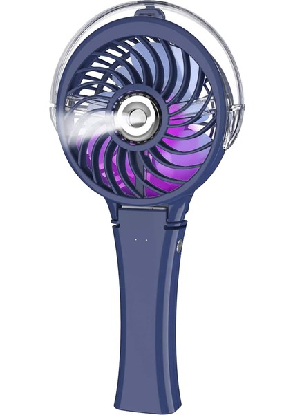 Küçük El Tipi Sisleme Fanı, 7 Renkli Gece Lambası ile Taşınabilir Fan, USB Şarj Edilebilir Kişisel Sis Fanı (Mavi) (Yurt Dışından) fiyatları