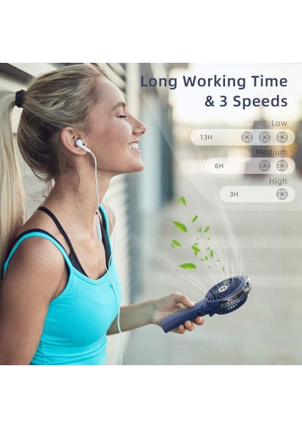 Küçük El Tipi Sisleme Fanı, 7 Renkli Gece Lambası ile Taşınabilir Fan, USB Şarj Edilebilir Kişisel Sis Fanı (Mavi) (Yurt Dışından) modelleri