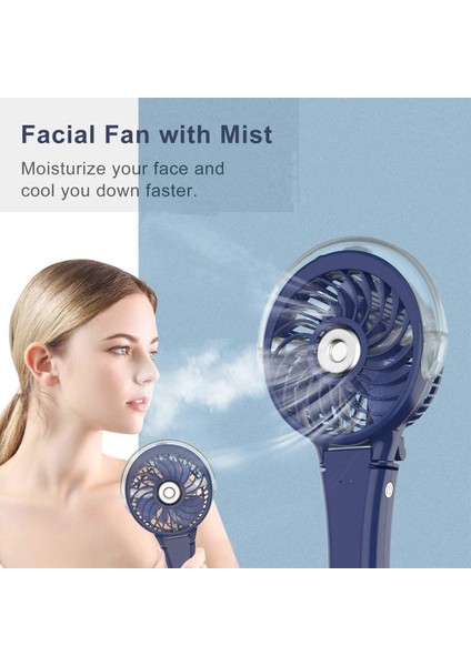 Küçük El Tipi Sisleme Fanı, 7 Renkli Gece Lambası ile Taşınabilir Fan, USB Şarj Edilebilir Kişisel Sis Fanı (Mavi) (Yurt Dışından) fırsatları