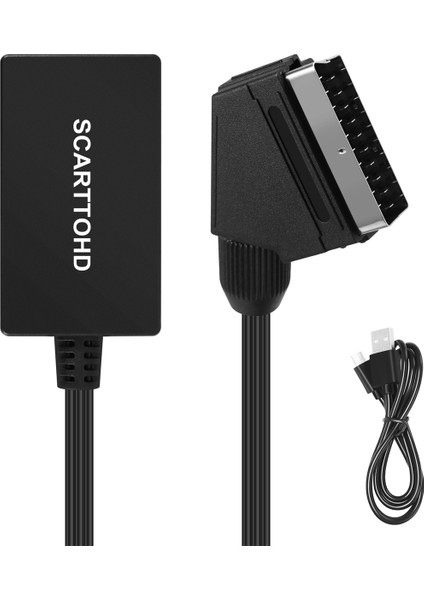 Kablo Hd Adaptörü ile Scart Dönüştürücü 720P 1080P Video Ses Dönüştürücü Adapte, Tv Monitörü Projektör ile Uyumlu (Yurt Dışından)