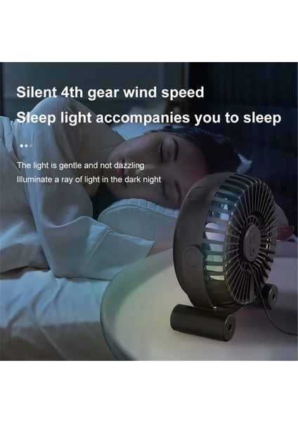 Masaüstü Kullanışlı USB Küçük Fan LED Aydınlatma 3 Hız 360° Dönüş Güç Kaynağı Düşük Gürültü ve Sessiz (Yurt Dışından)