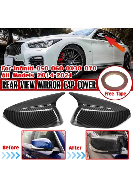 M Tarzı 2x Yan Ayna Kapağı Kapağı Karbon Fiber Görünüm Dikiz Aynası Kılıfı ile Uyumlu Q50 Q60 QX30 Q70 2014-2021 (Yurt Dışından) fiyatları