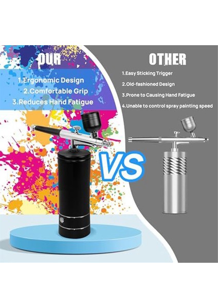 Hava Kompresörü ve Eldivenli Airbrush KITI-27PSI Yüksek Basınçlı Airbrush Hortumlu Kablosuz Airbrush Model Boyama Siyah (Yurt Dışından)