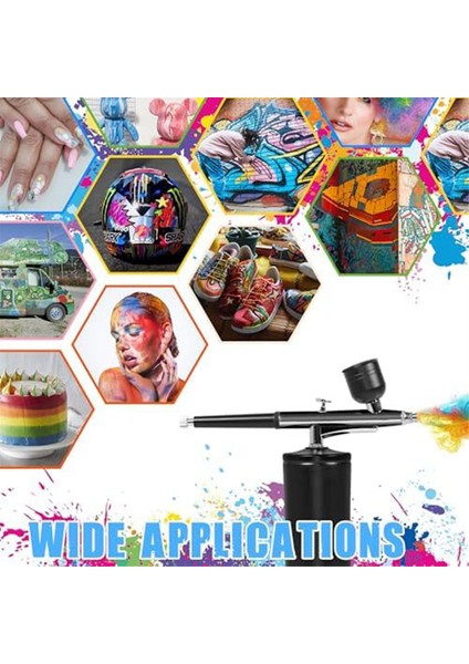Hava Kompresörü ve Eldivenli Airbrush KITI-27PSI Yüksek Basınçlı Airbrush Hortumlu Kablosuz Airbrush Model Boyama Siyah (Yurt Dışından)