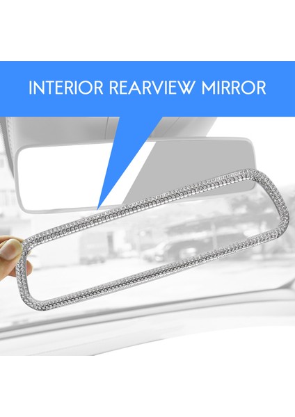 Araba Elmas Iç Dikiz Aynası Çerçevesi Rhinestones Çıkartmaları Kapak C Sınıfı C300 Glc W205 2015-2019 ile Uyumlu (Yurt Dışından) modelleri
