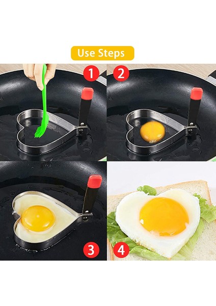 Торт В ФОРМЕ,304 Paslanmaz Çelik Omlet Halkası Kalıp Omlet Krep Halkası Sevimli Şekilli Yumurta Kalıp Pişirme Aracı Kızartma Tavası Sandviç Fırça ile (Yurt Dışından)