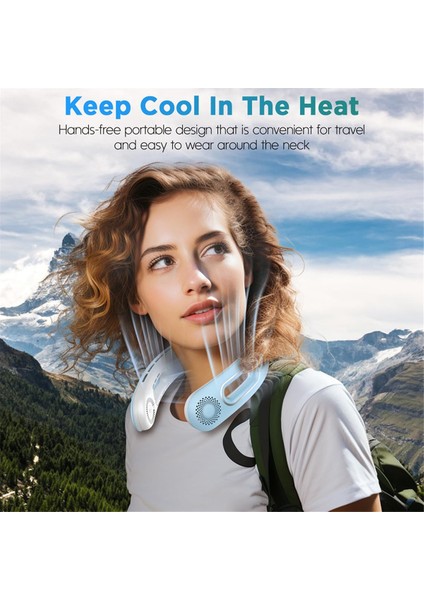 Boyun Fanı, Eller Serbest Kanatsız Fanlar Taşınabilir Şarj Edilebilir, Seyahat Için 360° Soğutma, Dış Mekan Mavi (Yurt Dışından) indirimleri