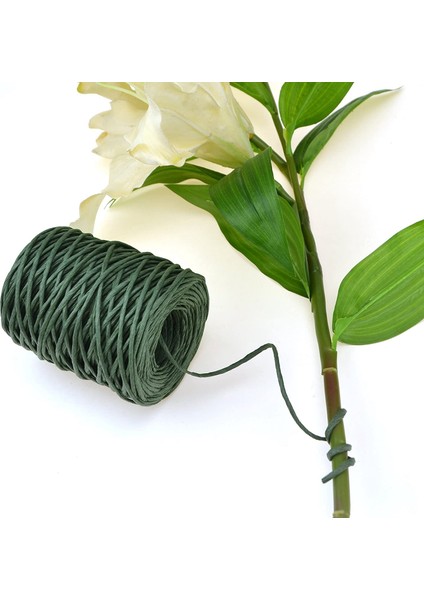 1.0mm Yeşil Çiçek Bağlama Tel Sarma Sicim El Yapımı Demir Tel Kağıt Rattan Çiçek Buketleri Için (Uzunluk: 210M) (Yurt Dışından) indirimleri