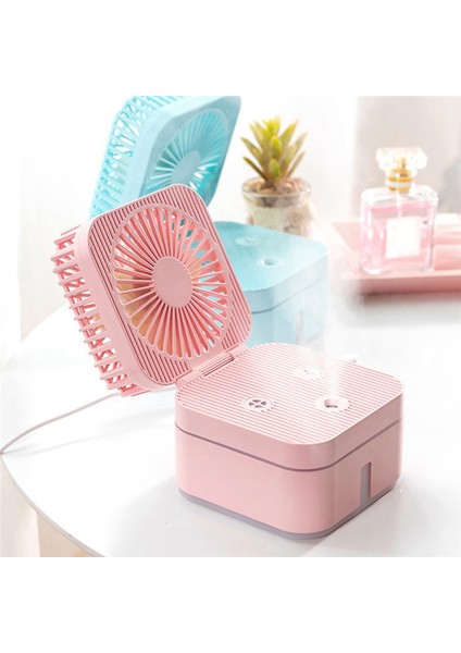 Taşınabilir Fan Masa Sisleme Fanı, Soğutma Fanı, 4 In 1 Mini Nemlendirici Masa Lambası Yatak Odası Lambaları Gece Lambası Pembe (Yurt Dışından)