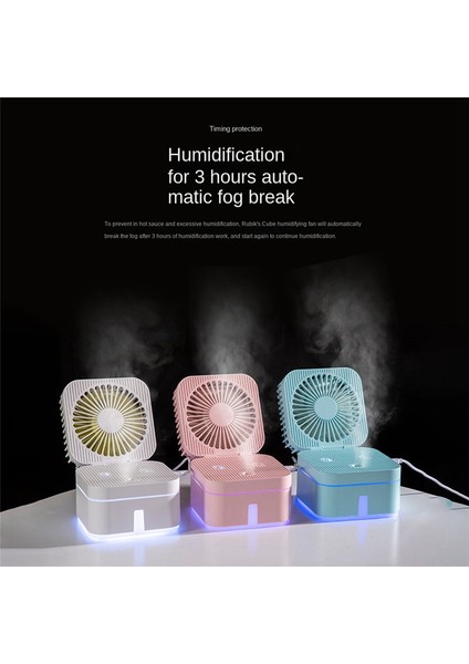 Taşınabilir Fan Masa Sisleme Fanı, Soğutma Fanı, 4 In 1 Mini Nemlendirici Masa Lambası Yatak Odası Lambaları Gece Lambası Pembe (Yurt Dışından)