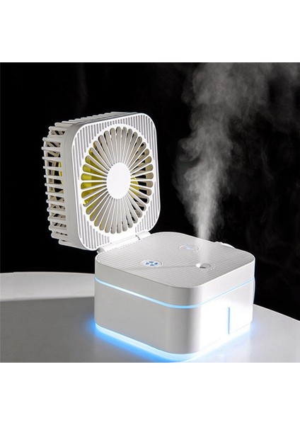 Taşınabilir Fan Masa Sisleme Fanı, Soğutma Fanı, 4 In 1 Mini Nemlendirici Masa Lambası Yatak Odası Lambaları Gece Lambası Pembe (Yurt Dışından)