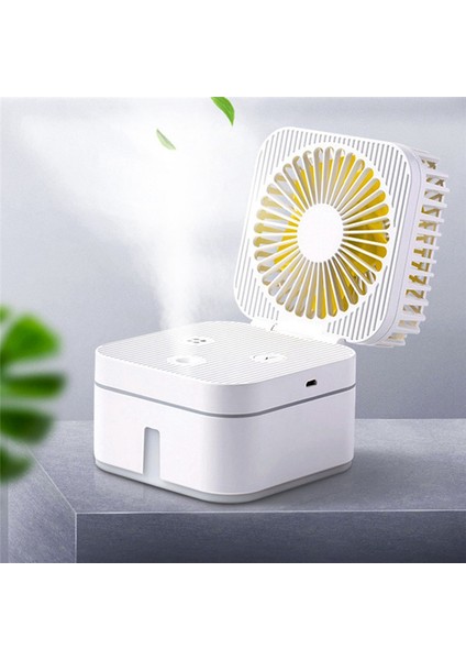 Taşınabilir Fan Masa Sisleme Fanı, Soğutma Fanı, 4 In 1 Mini Nemlendirici Masa Lambası Yatak Odası Lambaları Gece Lambası Pembe (Yurt Dışından)