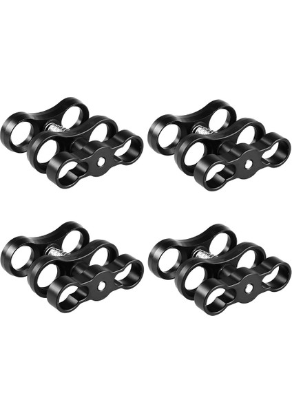 4 Adet Serisi Dalış ile Uyumlu 2 Delik Kelebek Klip Standart Uzun Top Klip Braketi Dalış Kamera Kolu Çift Top Klip (Yurt Dışından)