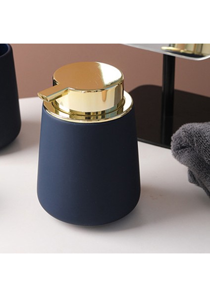 Banyo Seramik Şişe El Duş Jeli Banyo Aksesuarları Ağız Fincan Mavi (Yurt Dışından)