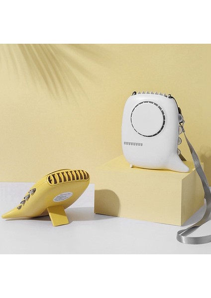 Mini Asılı Boyun Fanı, Küçük USB Masası El Taşınabilir Kişisel Soğutma Hava Fanı Gece Lambası Ofis Ev Seyahat Için, Beyaz (Yurt Dışından)
