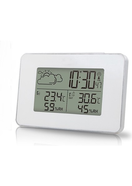 Kablosuz Hava Durumu Tahmini Çalar Saat LCD Dijital Ekran Açık Ev Hava Durumu Sensörü Saat Barometre Ile, Beyaz (Yurt Dışından)