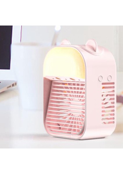 3ın1 Mini USB Şarj Edilebilir Nemlendirici Hava Soğutucu Fan Yaz Ev Ofis Masaüstü Soğutma Fanları LED Işık Yeşil (Yurt Dışından)