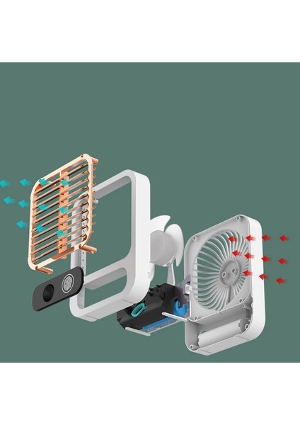 Mini Fanlar USB Şarj Masası Kare Taşınabilir Açık Havada Küçük Fan Hava Soğutucu Ev Elektrikli Ev Aletleri-Beyaz (Yurt Dışından)
