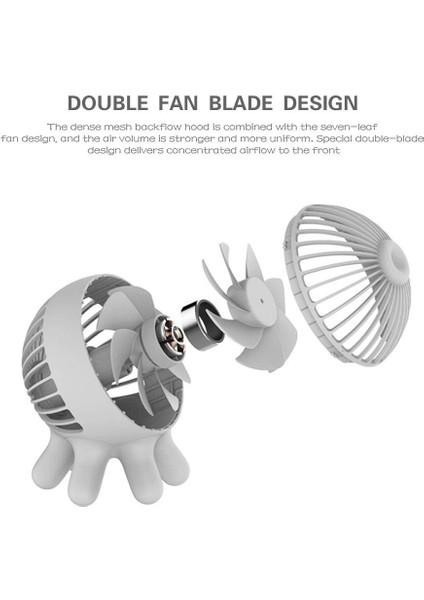 USB Fan, Ofis Odası Dış Mekan Seyahati Için Şarj Edilebilir, Ahtapot Şeklinde Elektrikli Çalıştırılan Kişisel Taşınabilir El Fan Pili (Yurt Dışından)