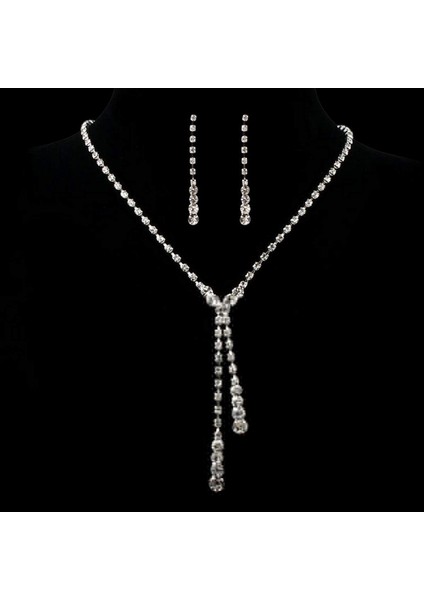 Kadın Partisi Düğün Takı Setleri Moda Gelin Küpeleri ve Kolyeleri (Yurt Dışından)