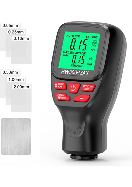 HW300-MAX Kaplama Kalınlık Ölçer 0-2000UM Araba Boyası Film Kalınlık Test Cihazı Araba Kaplama Ölçme Aracı Siyah (Yurt Dışından) indirimleri
