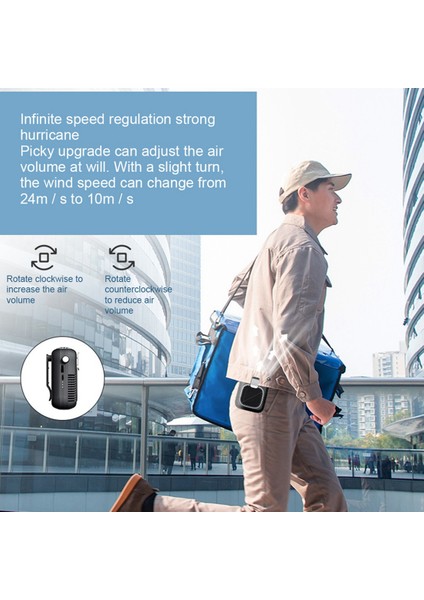 Taşınabilir Kişisel Asılı Bel Fanı 10000 Mah Şarjlı Sessiz Giyilebilir Elektrikli El Klima Siyah (Yurt Dışından) modelleri