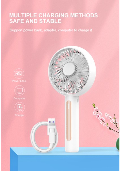 Mini Masa Fanı Taşınabilir Mobil Tutucu Fanlar El Tipi Dış Mekan USB Masaüstü Hava Soğutucu Ofis Tabanlı - Pembe (Yurt Dışından) fiyatları