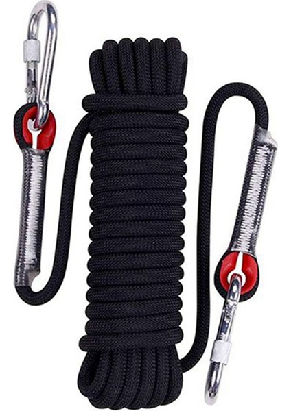 15M Dış Çap 10MM Açık Yürüyüş Aksesuarları Yüksek Mukavemetli Halat Emniyet Halatı Siyah (Yurt Dışından)