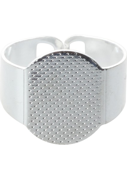 10 Adet 15 mm Gümüş Işleme Oval Ayarlanabilir Yüzüklük (Yurt Dışından)