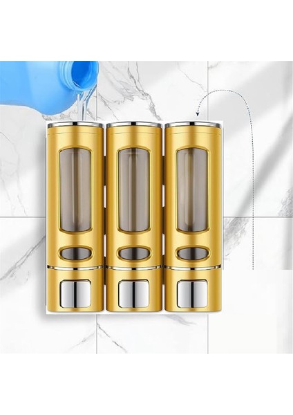 3-In-1 Oda Duvara Monte Banyo Duş Pompalı Dağıtıcı Organizatör 3 Kafalı Sabunluk Kremi Konteyner Şişe (Yurt Dışından)