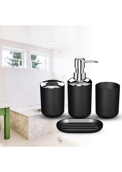 8 Adet Plastik Banyo Aksesuar Seti, Diş Fırçası Tutuculu Banyo Tuvalet Fırçası Aksesuarları Seti, Diş Fırçası Bardağı (Siyah) (Yurt Dışından)