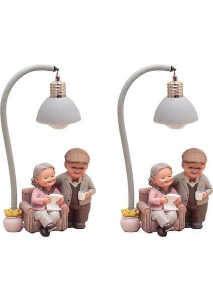 2x Yaratıcı Çift Gece Lambası Sevgililer Günü Düğün Yıldönümü Hediye Ev Dekor Romantik Reçine Süsleme Sanatı Zanaat-A (Yurt Dışından)