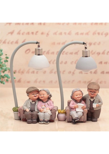 2x Yaratıcı Çift Gece Lambası Sevgililer Günü Düğün Yıldönümü Hediye Ev Dekor Romantik Reçine Süsleme Sanatı Zanaat-A (Yurt Dışından)