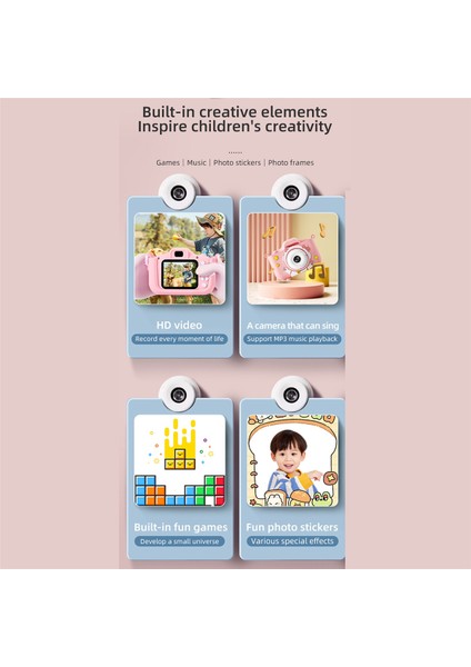 Hd 1080P 96MPT Dijital Kamera 8x Zoom'lu Şarj Edilebilir Kameralar Kompakt Çocuk Uzay Kedisi Karikatür Kamera, Mavi (Yurt Dışından) fiyatları