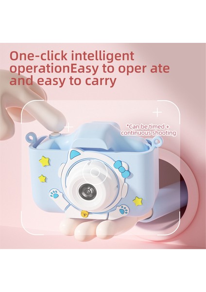 Hd 1080P 96MPT Dijital Kamera 8x Zoom'lu Şarj Edilebilir Kameralar Kompakt Çocuk Uzay Kedisi Karikatür Kamera, Mavi (Yurt Dışından) fırsatları