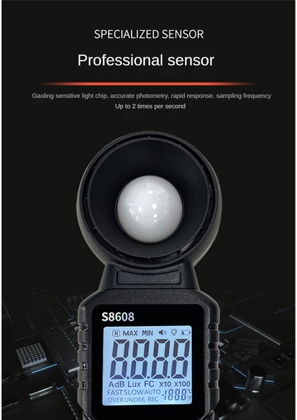 Dijital Aydınlık Işık Ölçer Test Cihazı 200.000LUX Metre Luxmeter Aydınlatma Yoğunluğu Parlaklık Ölçüm Aracı (Yurt Dışından) modelleri