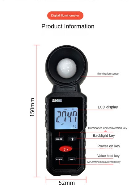 Dijital Aydınlık Işık Ölçer Test Cihazı 200.000LUX Metre Luxmeter Aydınlatma Yoğunluğu Parlaklık Ölçüm Aracı (Yurt Dışından) indirimleri